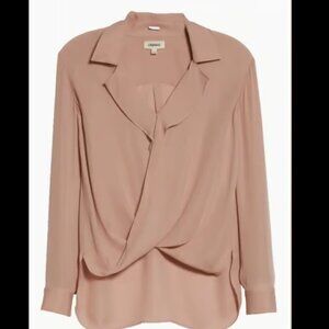 L'AGENCE Rita Silk Double Georgette Blouse In Pink Size M